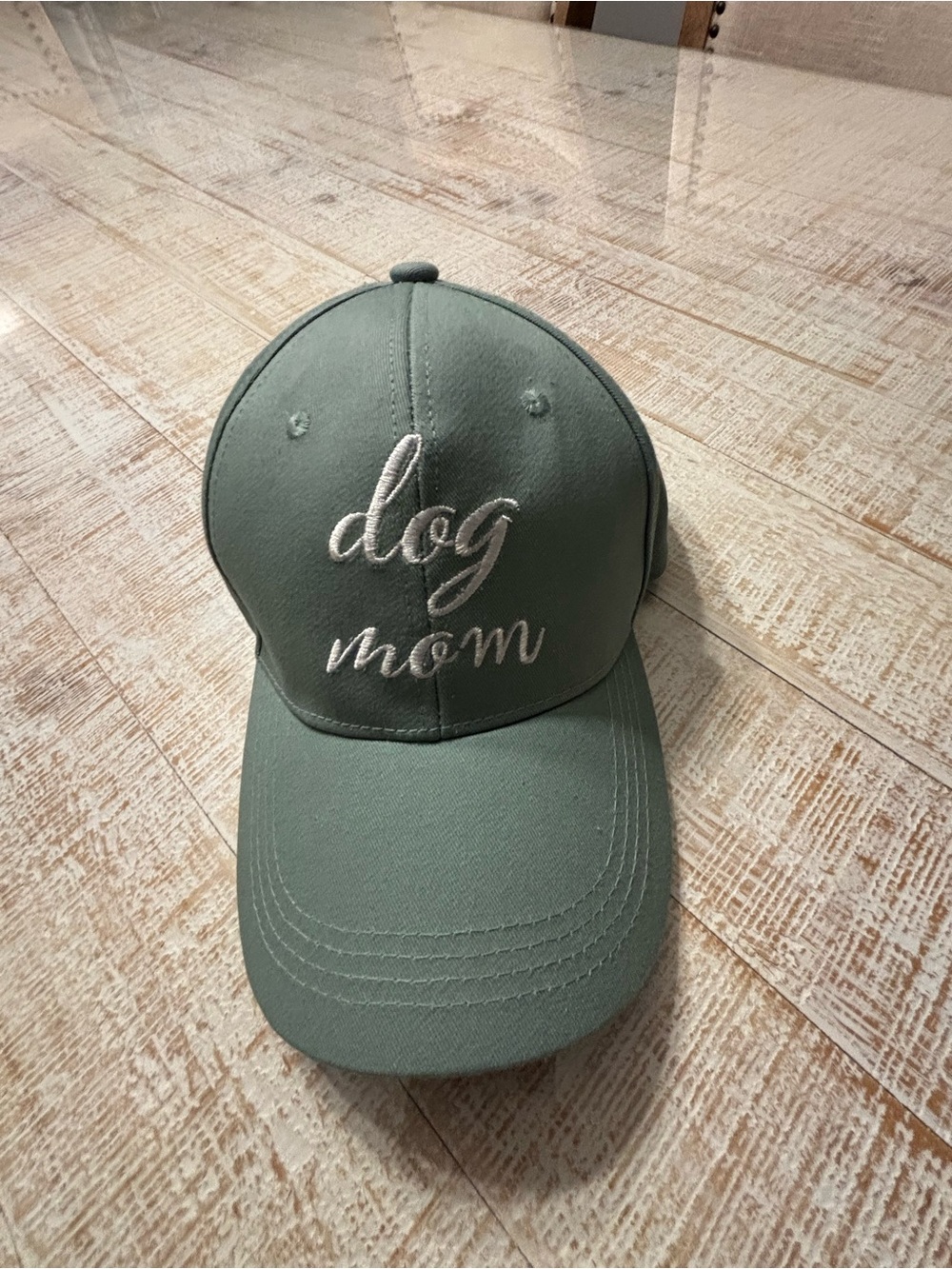 Dog Mom Embroidered Baseball Cap - Sage Green
